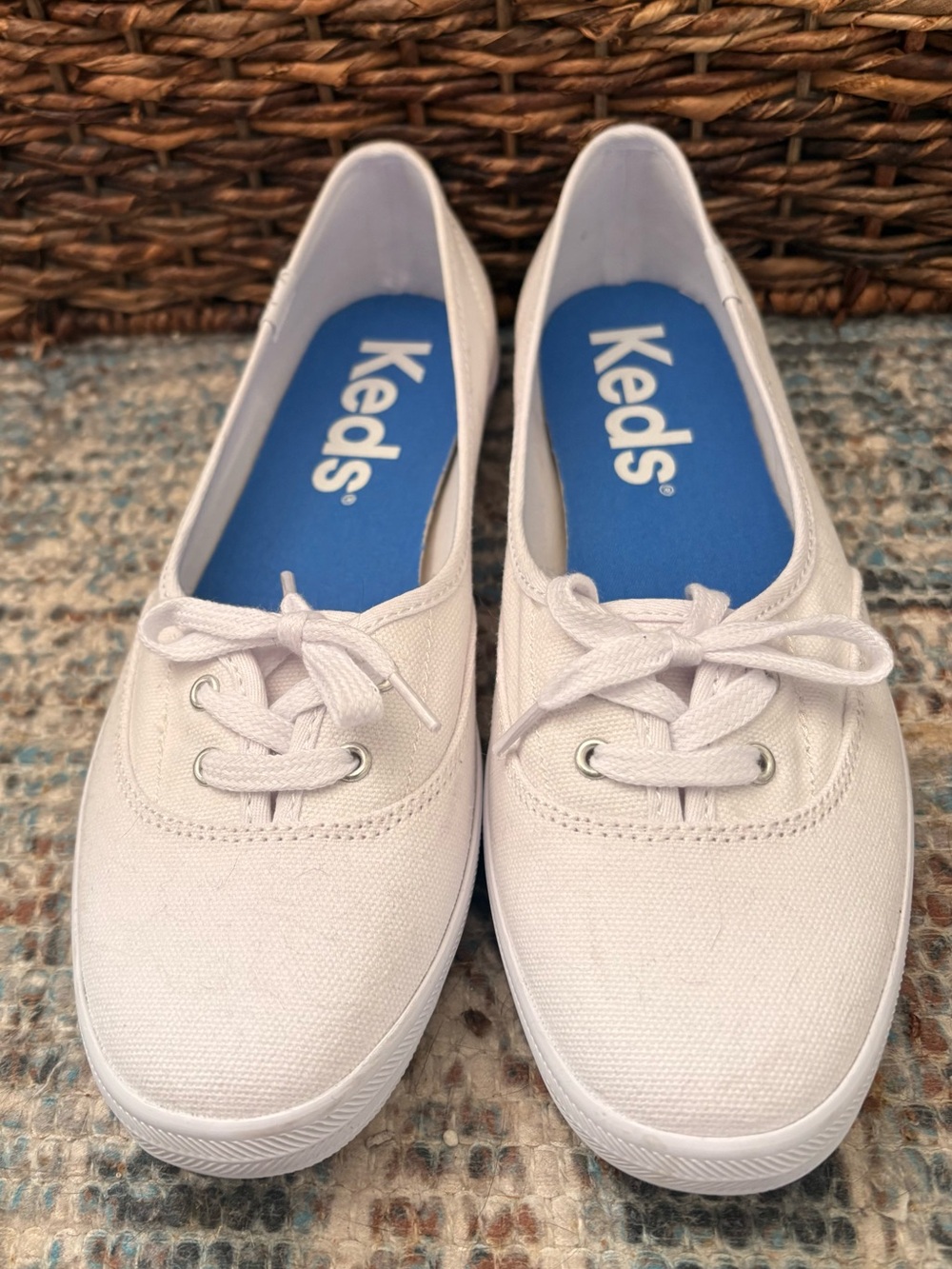 Keds White Canvas Lace-Up Sneakers